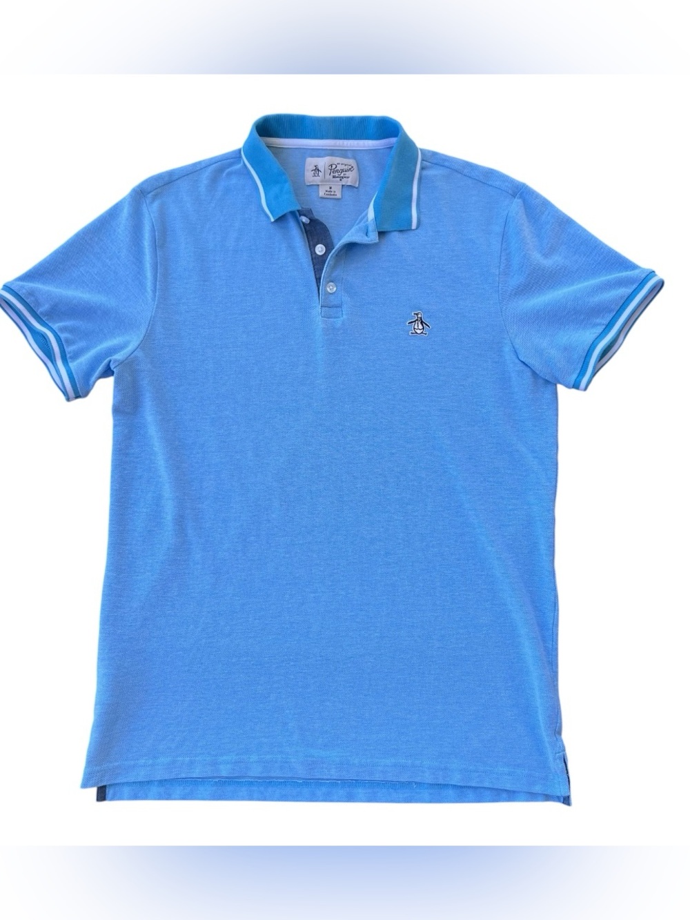 Original Penguin Birdseye Tipped Cotton Pique Heritage Slim Fit Mens M